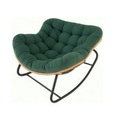 Fotoliu-balansoar cu cadru negru si perna verde Lazy Bloom Haro